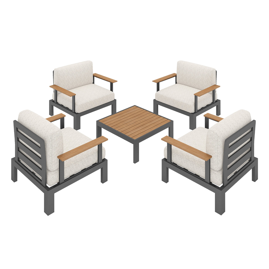 Flexion Home Newport 5‑Piece Outdoor Modular Conversation Set - FlexionHome