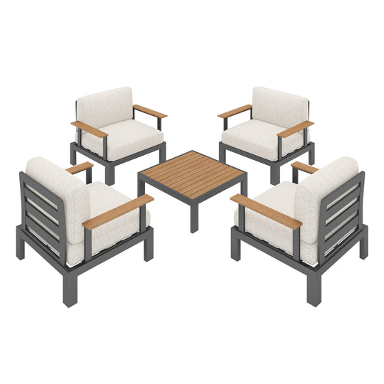 Flexion Home Newport 5‑Piece Outdoor Modular Conversation Set - FlexionHome