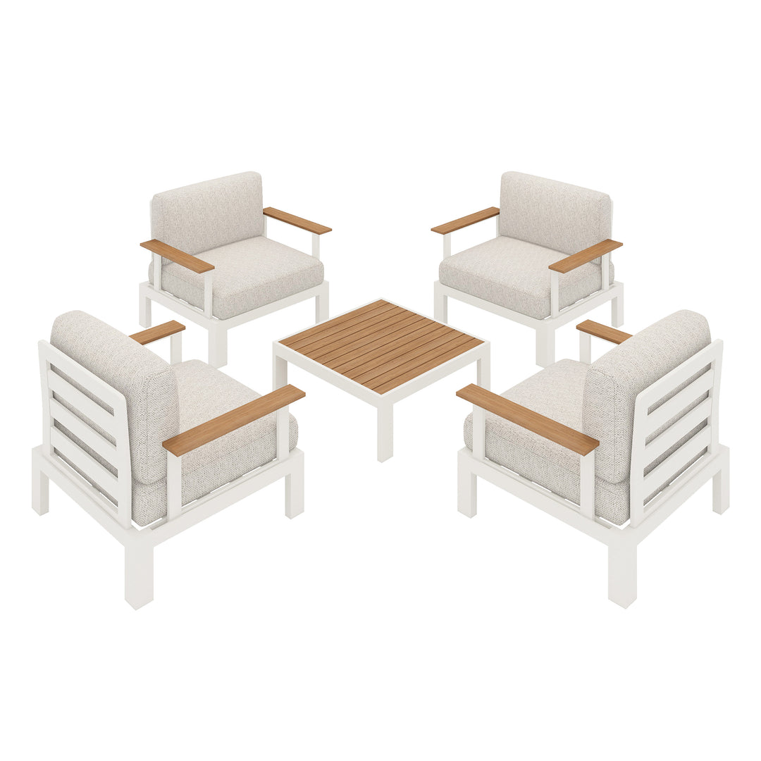 Flexion Home Newport 5‑Piece Outdoor Modular Conversation Set - FlexionHome