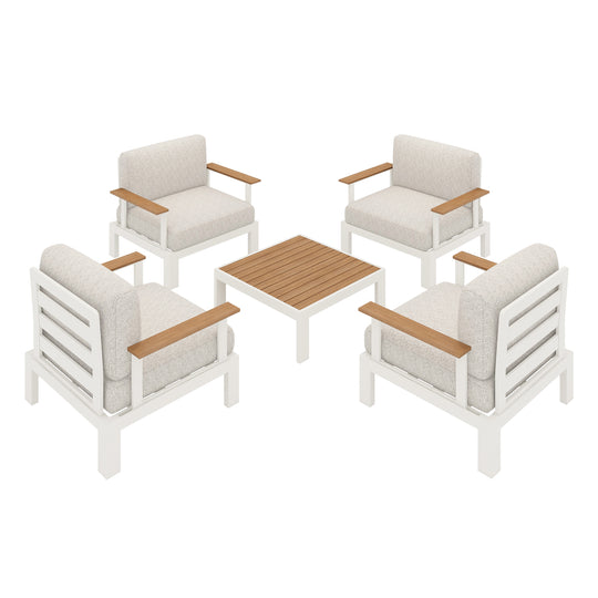 Flexion Home Newport 5‑Piece Outdoor Modular Conversation Set - FlexionHome