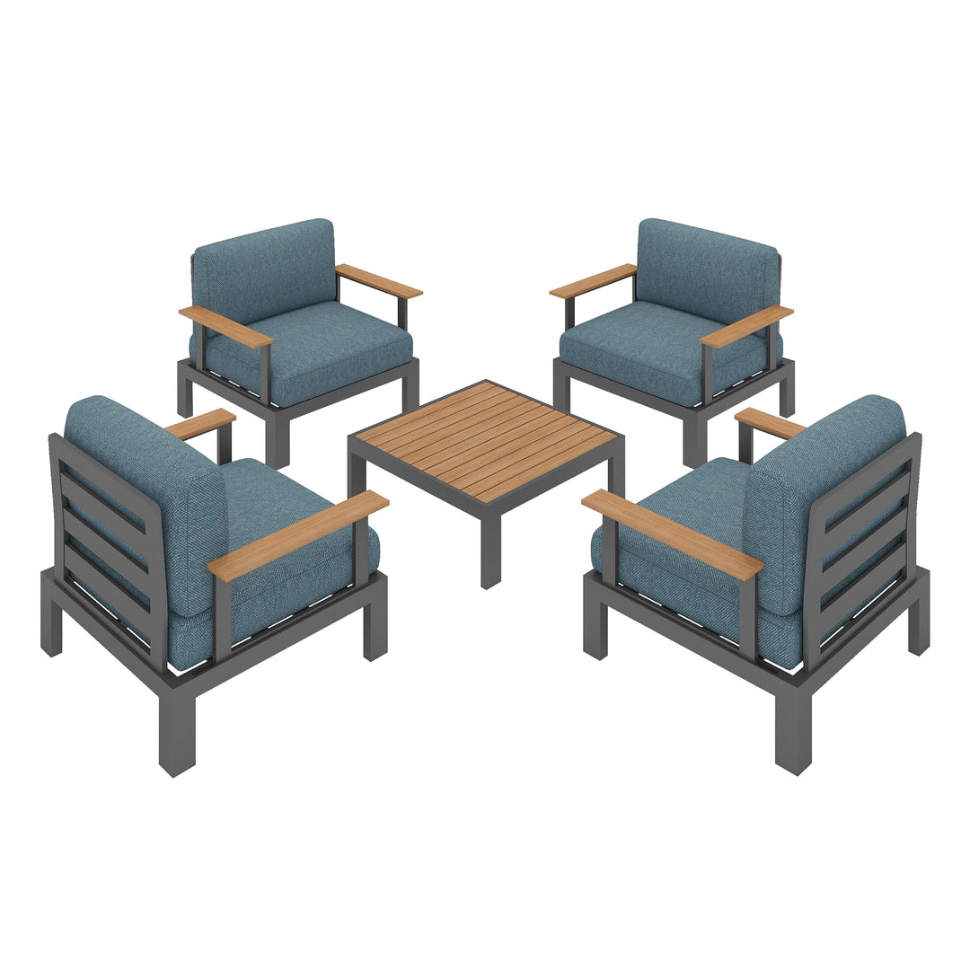 Flexion Home Newport 5‑Piece Outdoor Modular Conversation Set - FlexionHome