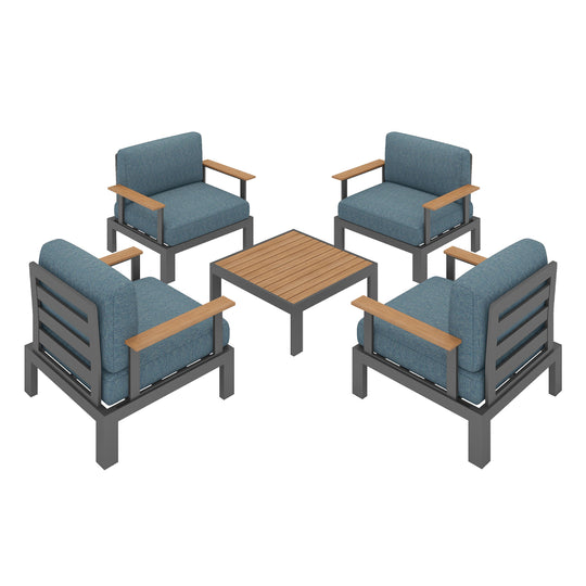 Flexion Home Newport 5‑Piece Outdoor Modular Conversation Set - FlexionHome