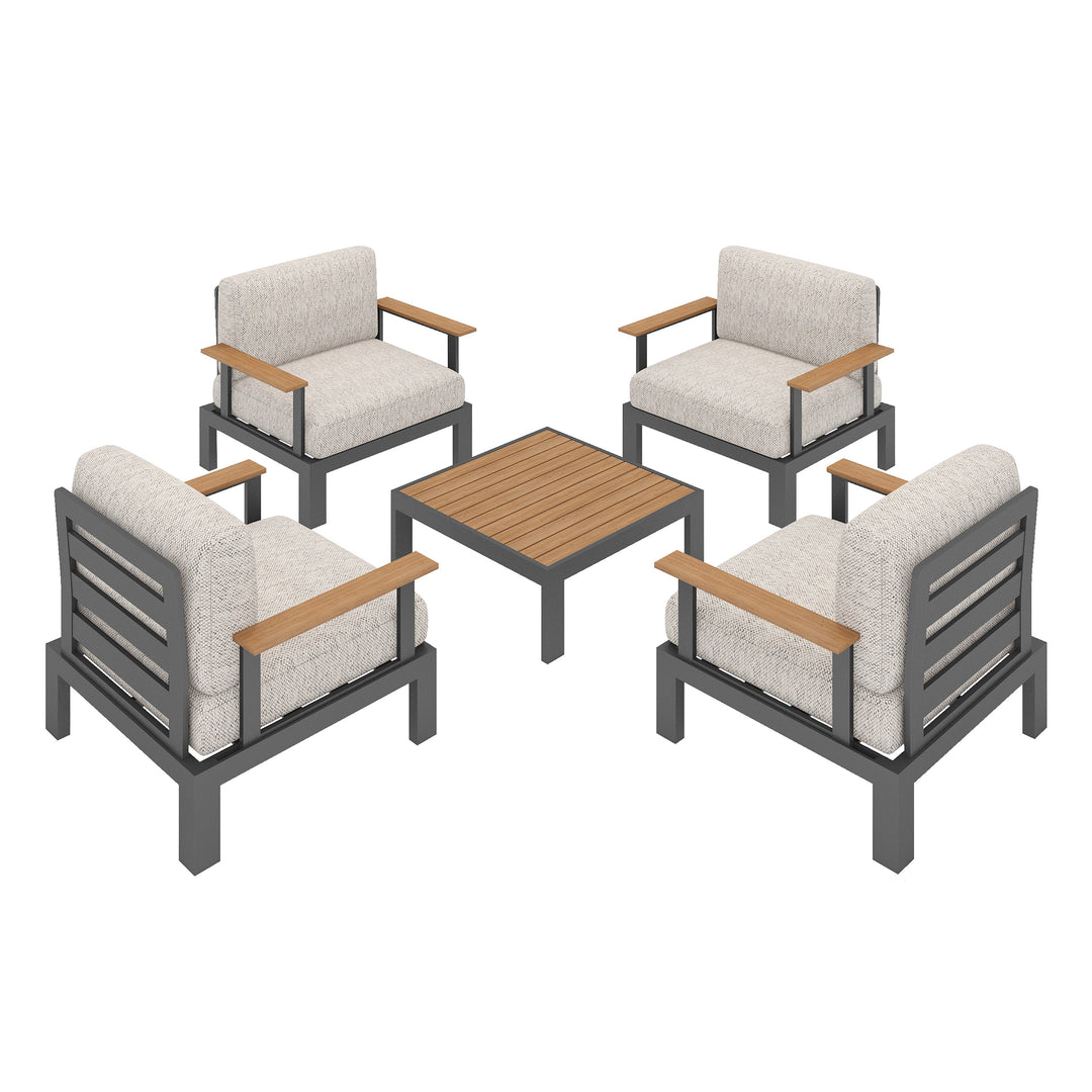 Flexion Home Newport 5‑Piece Outdoor Modular Conversation Set - FlexionHome