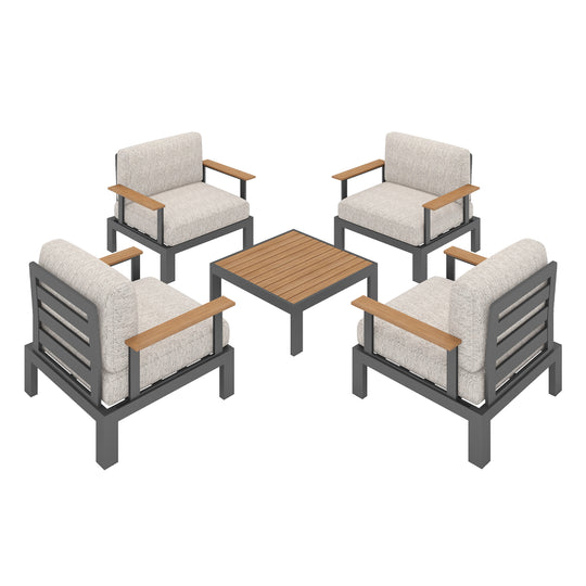 Flexion Home Newport 5‑Piece Outdoor Modular Conversation Set - FlexionHome