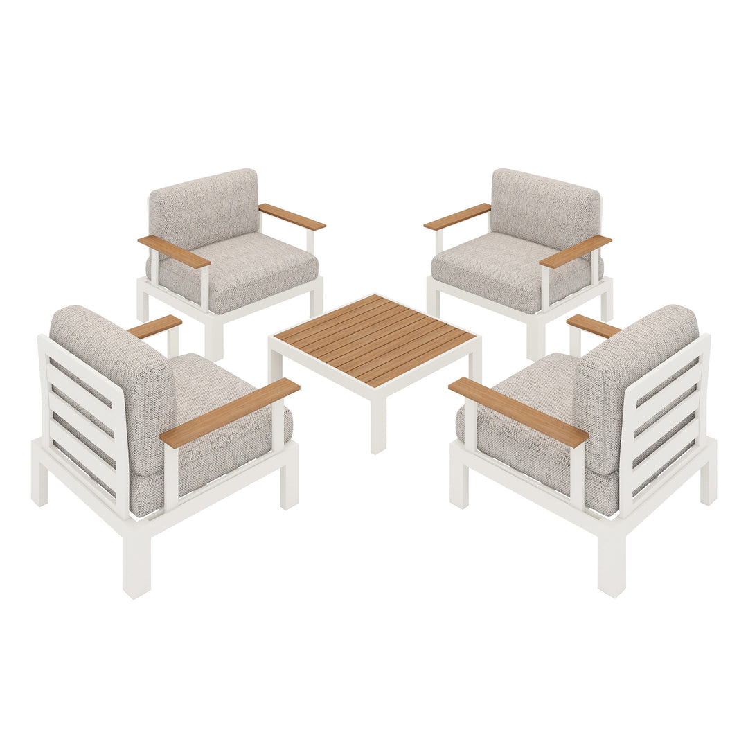 Flexion Home Newport 5‑Piece Outdoor Modular Conversation Set - FlexionHome