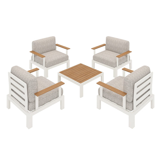 Flexion Home Newport 5‑Piece Outdoor Modular Conversation Set - FlexionHome