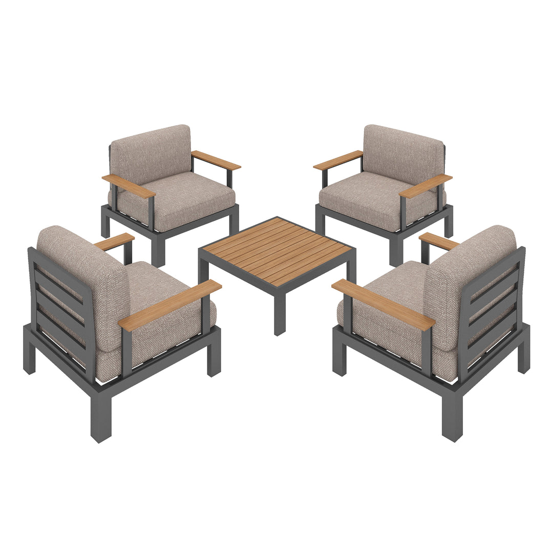 Flexion Home Newport 5‑Piece Outdoor Modular Conversation Set - FlexionHome