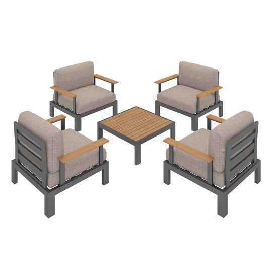 Flexion Home Newport 5‑Piece Outdoor Modular Conversation Set - FlexionHome