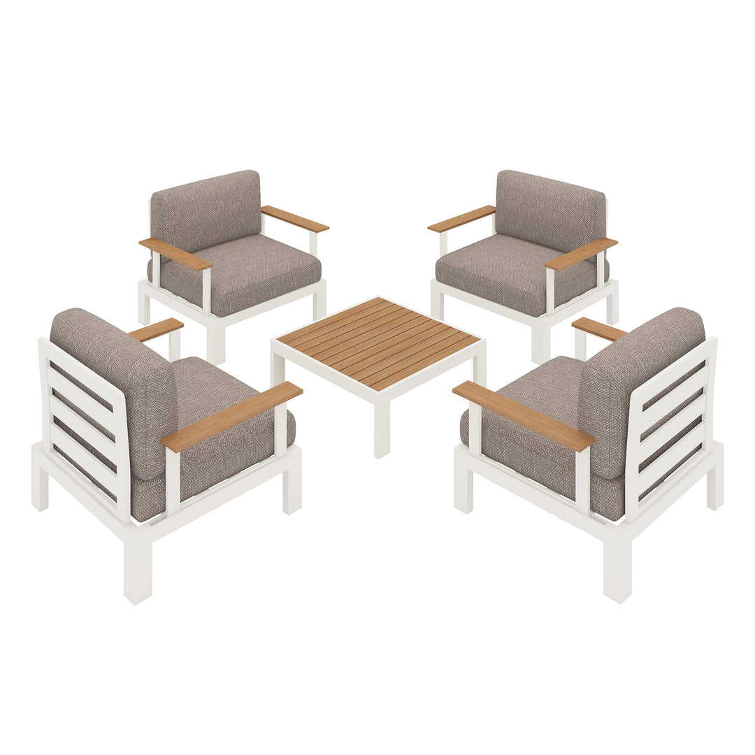 Flexion Home Newport 5‑Piece Outdoor Modular Conversation Set - FlexionHome