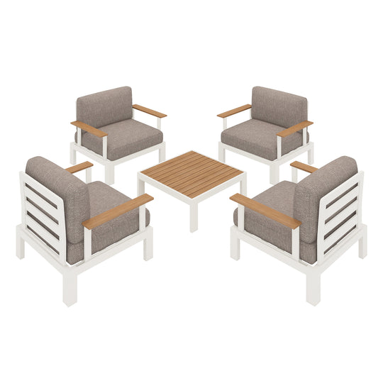 Flexion Home Newport 5‑Piece Outdoor Modular Conversation Set - FlexionHome