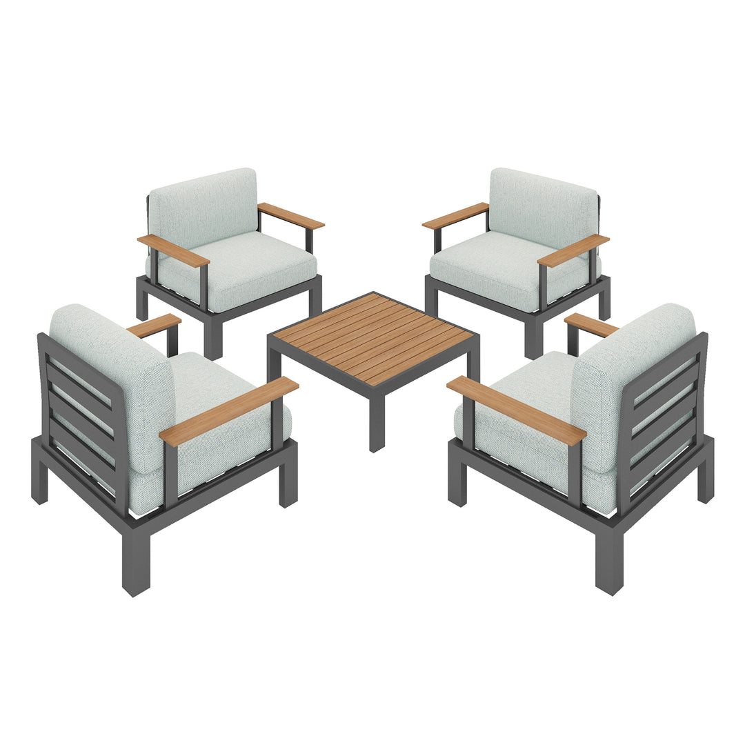 Flexion Home Newport 5‑Piece Outdoor Modular Conversation Set - FlexionHome
