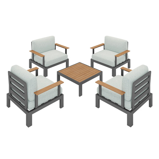 Flexion Home Newport 5‑Piece Outdoor Modular Conversation Set - FlexionHome