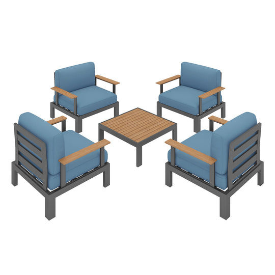 Flexion Home Newport 5‑Piece Outdoor Modular Conversation Set - FlexionHome