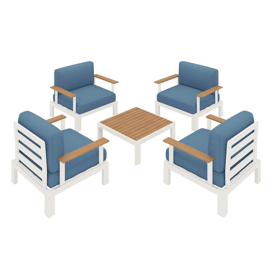 Flexion Home Newport 5‑Piece Outdoor Modular Conversation Set - FlexionHome