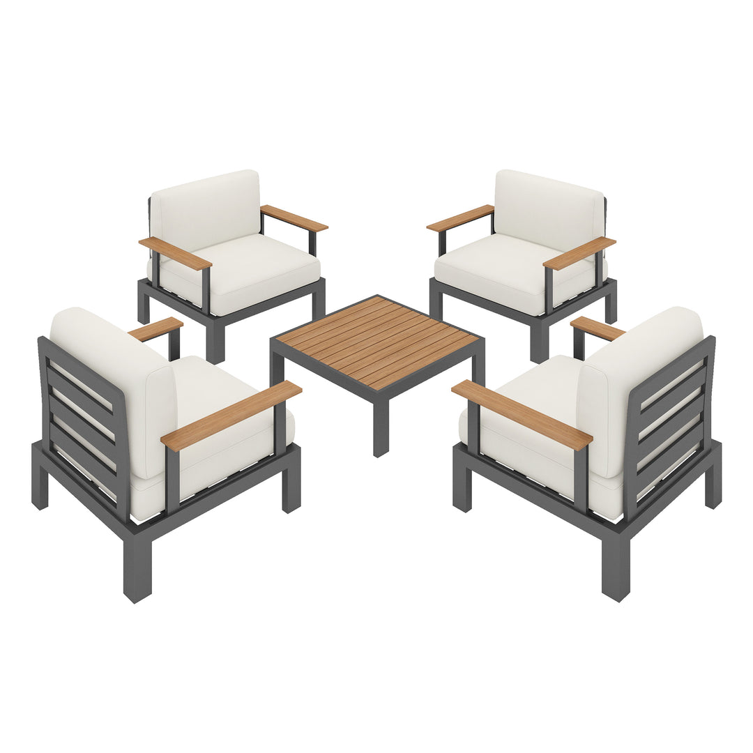Flexion Home Newport 5‑Piece Outdoor Modular Conversation Set - FlexionHome
