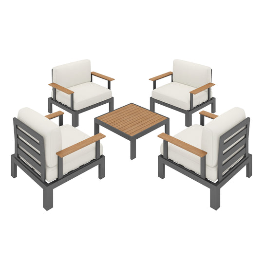 Flexion Home Newport 5‑Piece Outdoor Modular Conversation Set - FlexionHome