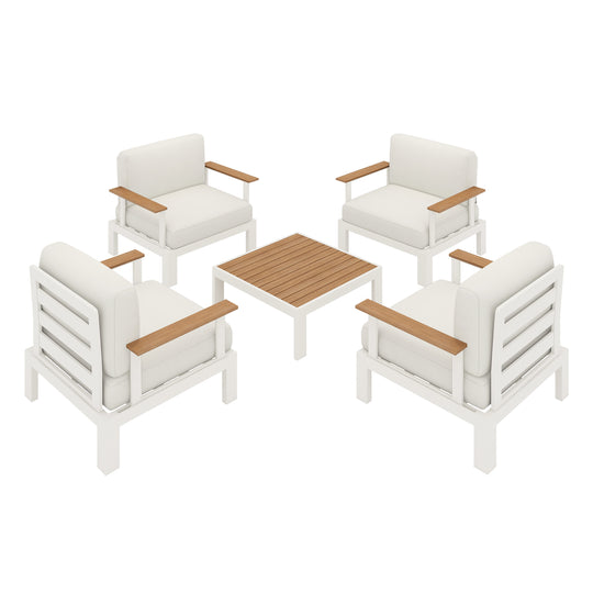 Flexion Home Newport 5‑Piece Outdoor Modular Conversation Set - FlexionHome