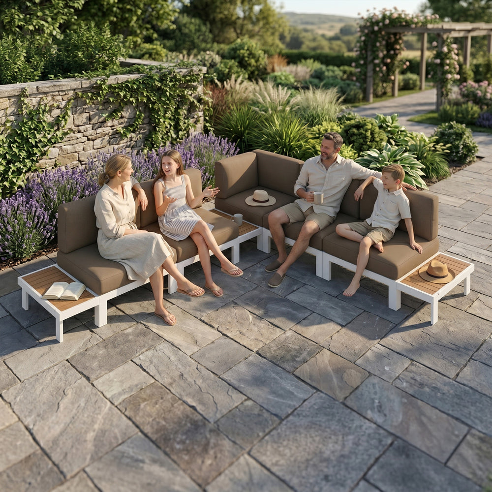 Flexion Home Newport 8‑Piece Outdoor Modular Sectional Set - FlexionHome