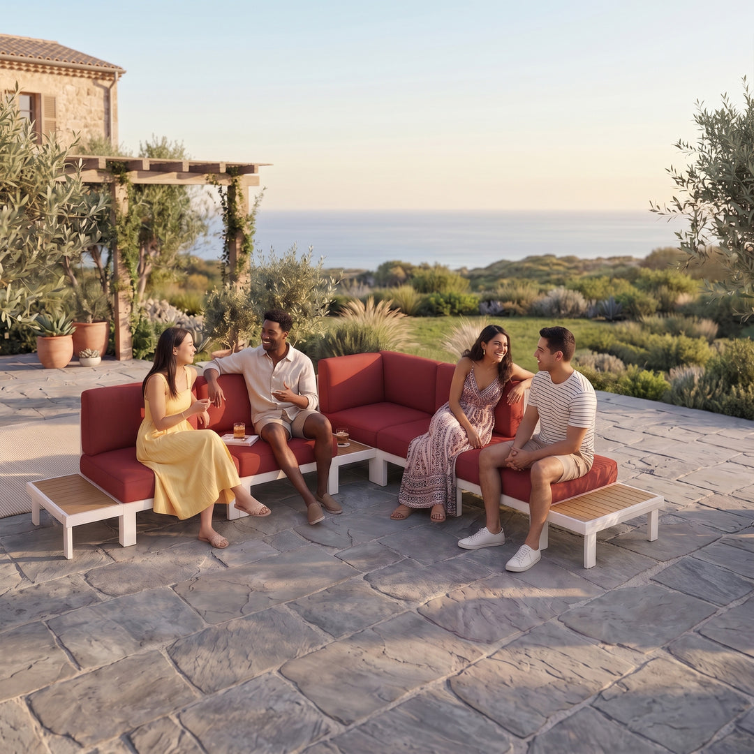 Flexion Home Newport 8‑Piece Outdoor Modular Sectional Set - FlexionHome
