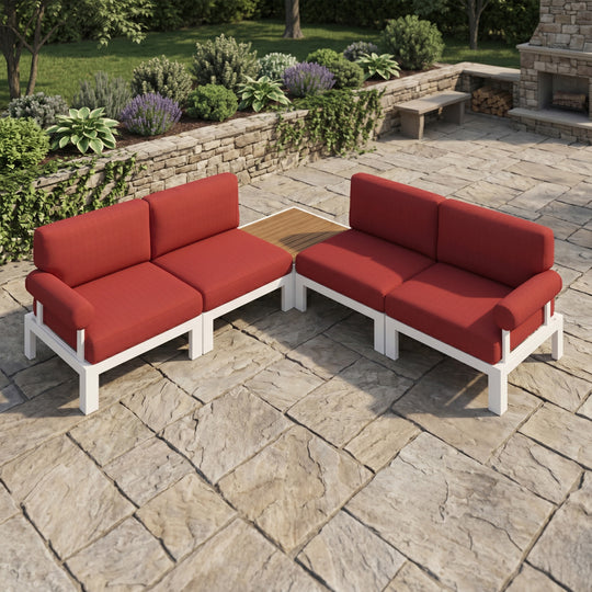 Flexion Home Newport 5‑Piece Outdoor L‑Shaped Sectional Conversation Set - FlexionHome