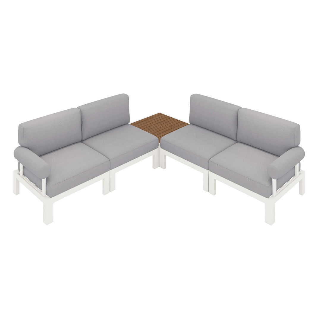 Flexion Home Newport 5‑Piece Outdoor L‑Shaped Sectional Conversation Set - FlexionHome