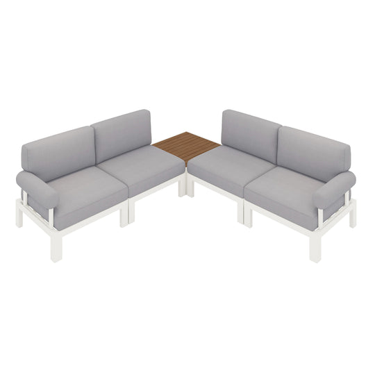Flexion Home Newport 5‑Piece Outdoor L‑Shaped Sectional Conversation Set - FlexionHome