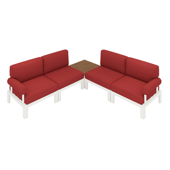 Flexion Home Newport 5‑Piece Outdoor L‑Shaped Sectional Conversation Set - FlexionHome