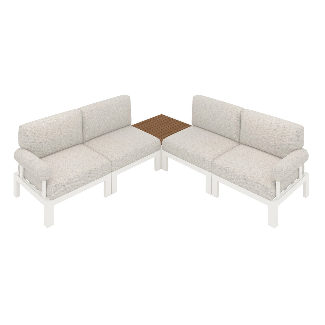 Flexion Home Newport 5‑Piece Outdoor L‑Shaped Sectional Conversation Set - FlexionHome