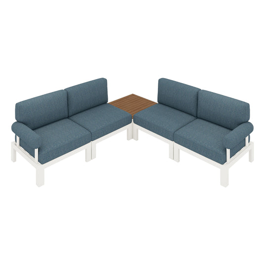 Flexion Home Newport 5‑Piece Outdoor L‑Shaped Sectional Conversation Set - FlexionHome