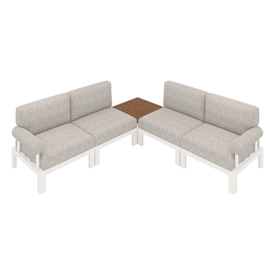 Flexion Home Newport 5‑Piece Outdoor L‑Shaped Sectional Conversation Set - FlexionHome