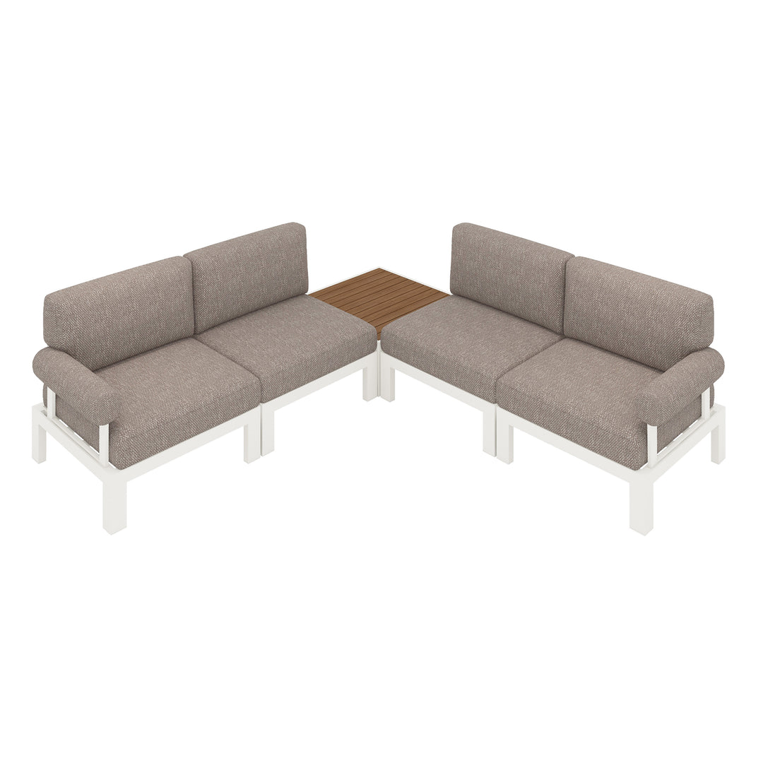 Flexion Home Newport 5‑Piece Outdoor L‑Shaped Sectional Conversation Set - FlexionHome