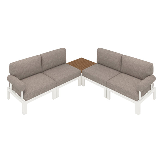 Flexion Home Newport 5‑Piece Outdoor L‑Shaped Sectional Conversation Set - FlexionHome