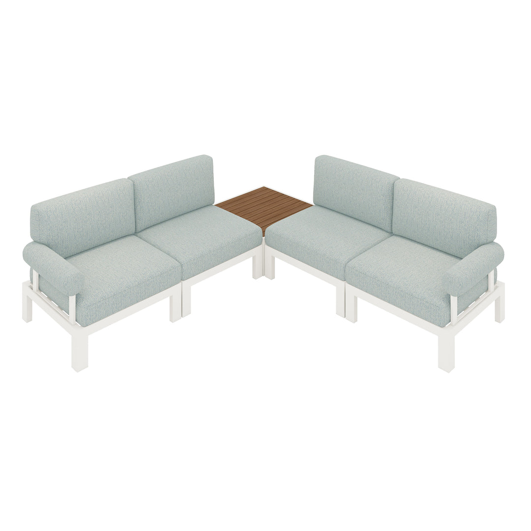 Flexion Home Newport 5‑Piece Outdoor L‑Shaped Sectional Conversation Set - FlexionHome