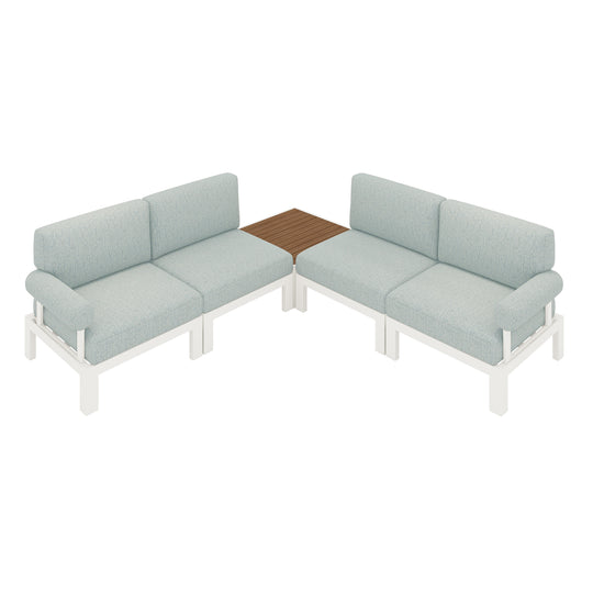 Flexion Home Newport 5‑Piece Outdoor L‑Shaped Sectional Conversation Set - FlexionHome