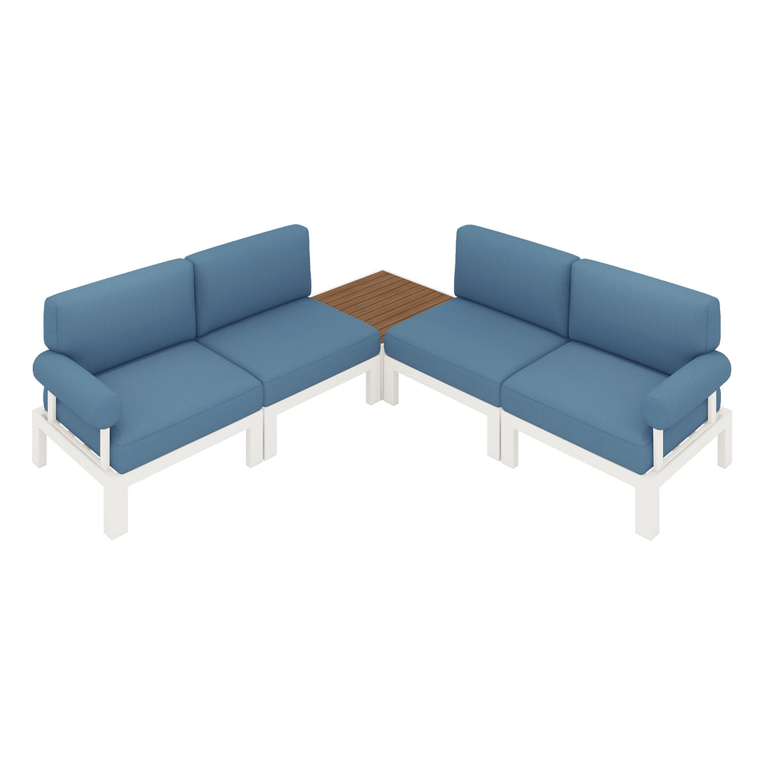 Flexion Home Newport 5‑Piece Outdoor L‑Shaped Sectional Conversation Set - FlexionHome