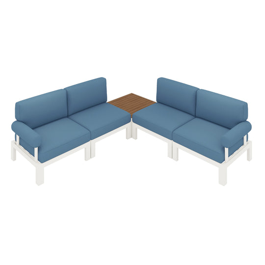 Flexion Home Newport 5‑Piece Outdoor L‑Shaped Sectional Conversation Set - FlexionHome