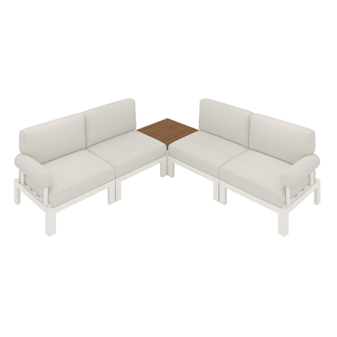 Flexion Home Newport 5‑Piece Outdoor L‑Shaped Sectional Conversation Set - FlexionHome