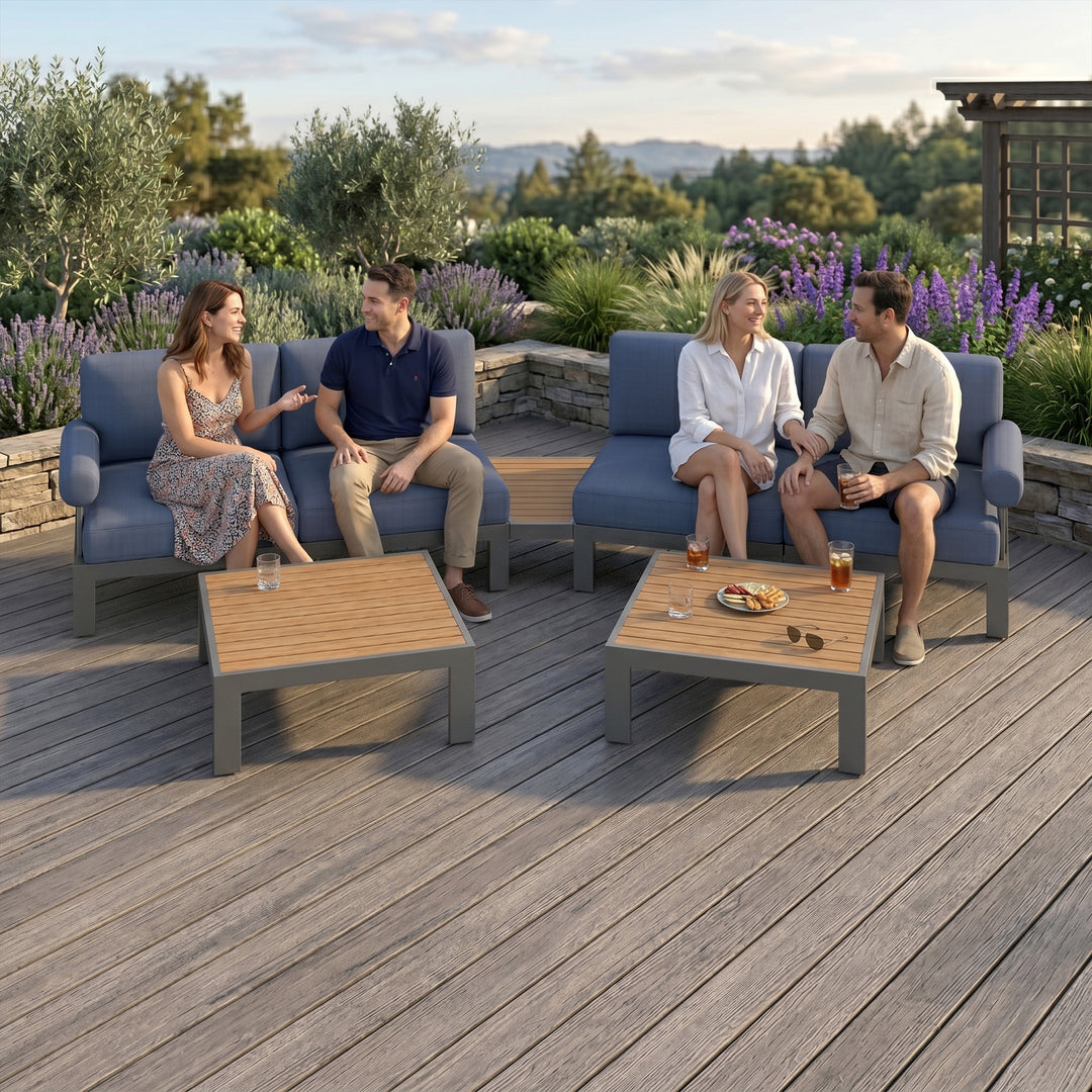 Flexion Home Newport 7‑Piece Outdoor Modular Angled Conversation Set - FlexionHome