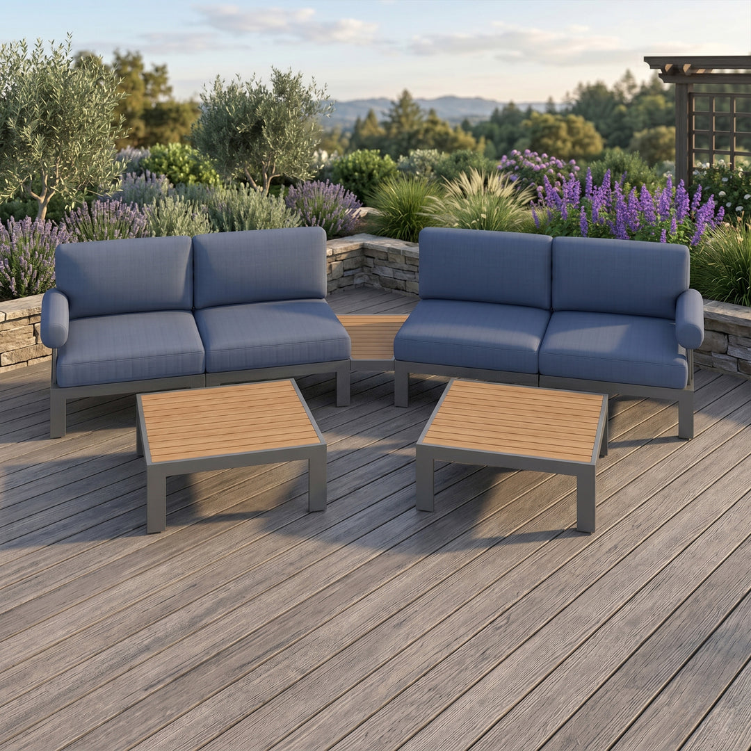 Flexion Home Newport 7‑Piece Outdoor Modular Angled Conversation Set - FlexionHome