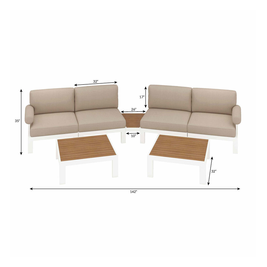 Flexion Home Newport 7‑Piece Outdoor Modular Angled Conversation Set - FlexionHome