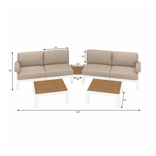 Flexion Home Newport 7‑Piece Outdoor Modular Angled Conversation Set - FlexionHome