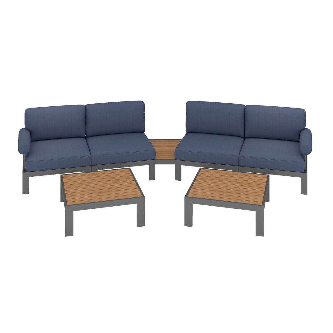 Flexion Home Newport 7‑Piece Outdoor Modular Angled Conversation Set - FlexionHome
