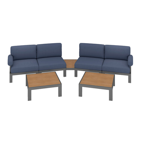 Flexion Home Newport 7‑Piece Outdoor Modular Angled Conversation Set - FlexionHome