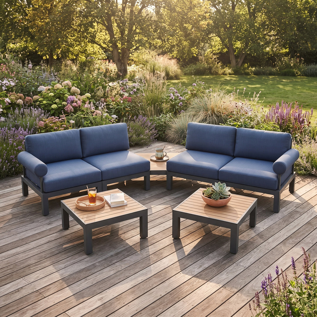 Flexion Home Newport 7‑Piece Outdoor Modular Angled Conversation Set - FlexionHome