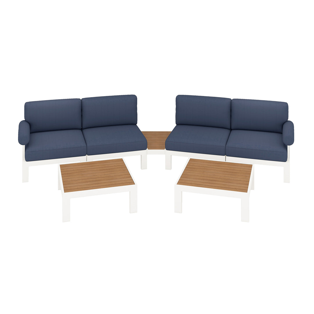 Flexion Home Newport 7‑Piece Outdoor Modular Angled Conversation Set - FlexionHome