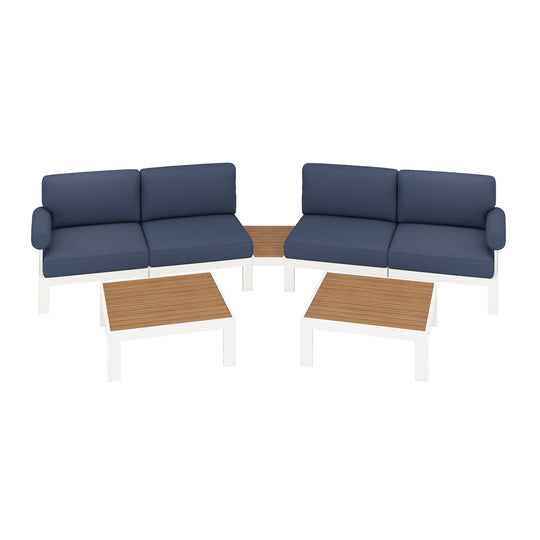 Flexion Home Newport 7‑Piece Outdoor Modular Angled Conversation Set - FlexionHome