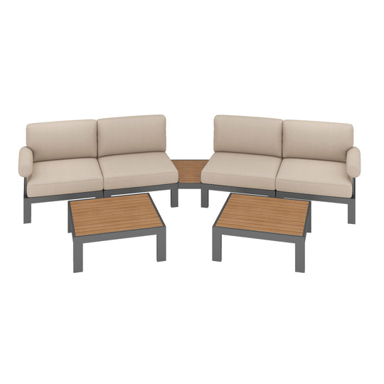 Flexion Home Newport 7‑Piece Outdoor Modular Angled Conversation Set - FlexionHome
