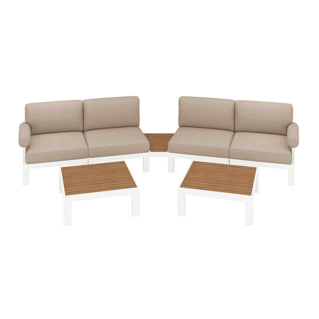 Flexion Home Newport 7‑Piece Outdoor Modular Angled Conversation Set - FlexionHome