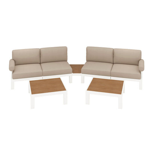 Flexion Home Newport 7‑Piece Outdoor Modular Angled Conversation Set - FlexionHome
