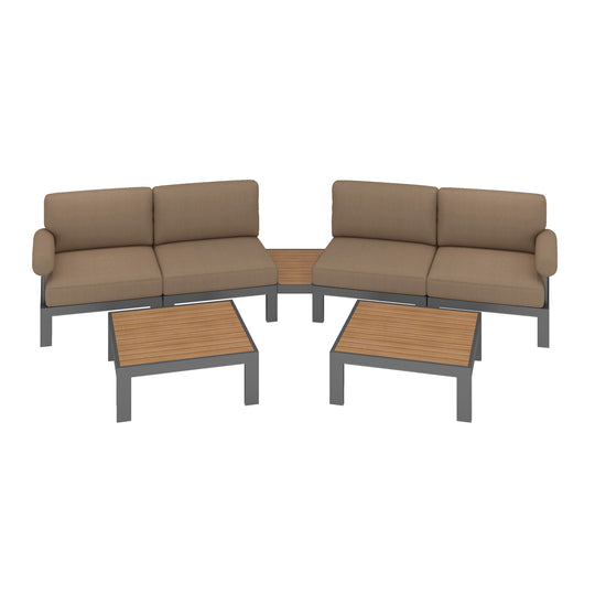 Flexion Home Newport 7‑Piece Outdoor Modular Angled Conversation Set - FlexionHome